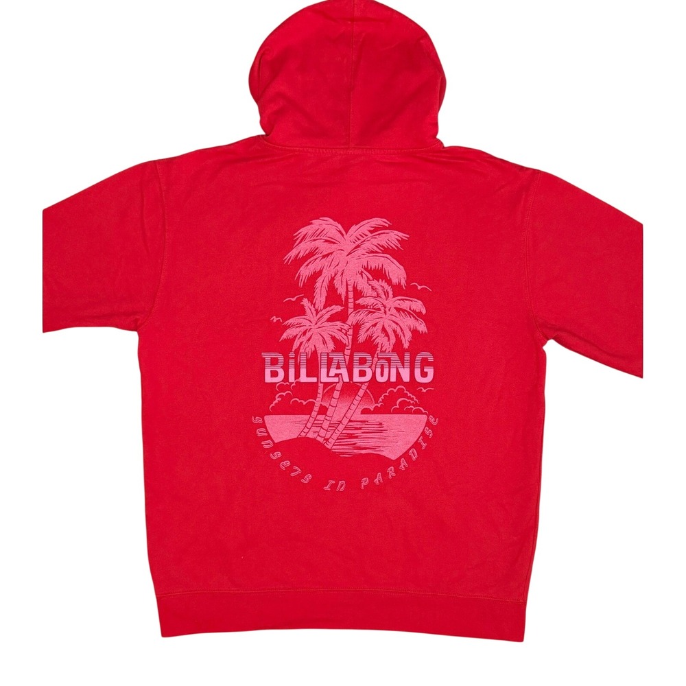 Billabong Hoodie Womens Medium Red Excellent Sunsets in Paradise Pullover